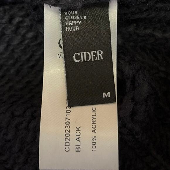 Cider Women's Blue Pom Poms Chunky Knit Long Sleeve Pullover Sweater Top Size M - Picture 8 of 9